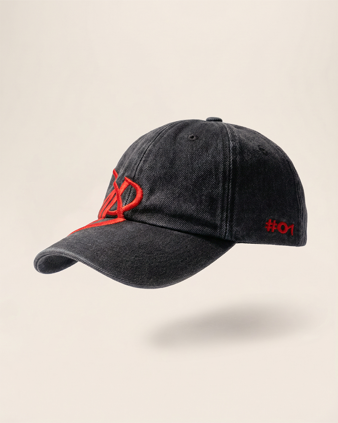 BLACK WASHED DENIM BASEBALL CAP