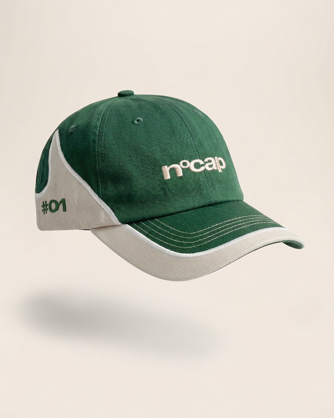 GREEN & BEIGE KHAKI BASEBALL CAP