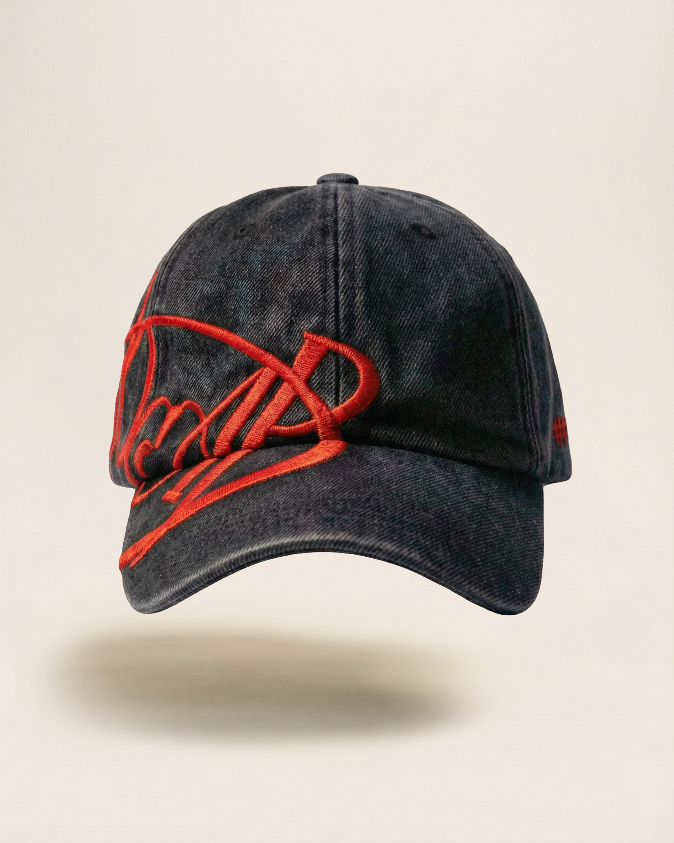 BLACK WASHED DENIM BASEBALL CAP