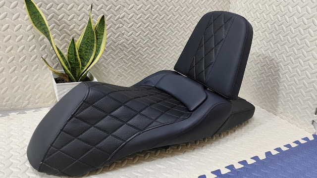 Yên xe tựa bật sh đen caro sang trọng _ SH-TL03-BLACK