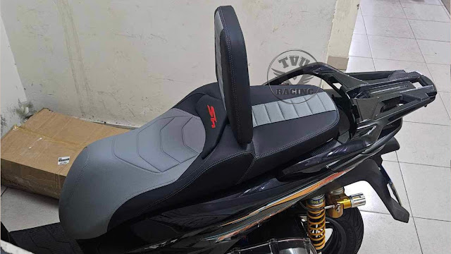 Yên xe tựa bật SH đen xám phối độc đáo - SH-TL03-GREY