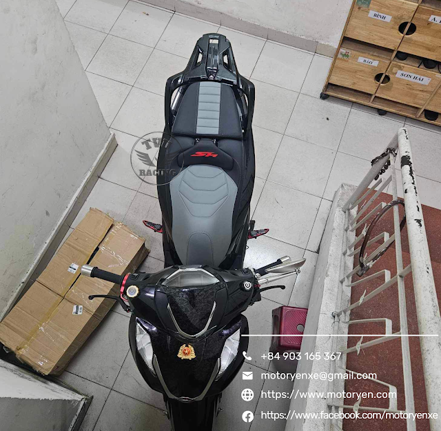 Yên xe tựa bật SH đen xám phối độc đáo - SH-TL03-GREY
