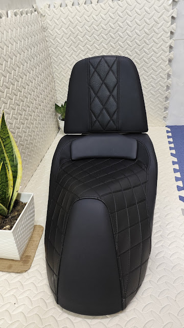 Yên xe tựa bật sh đen caro sang trọng _ SH-TL03-BLACK