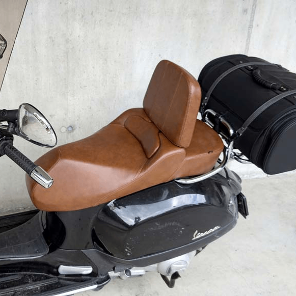 Yên Xe Tựa Lưng Cho Vespa –  Da Bò Thật Cao Cấp _ VESPA-TL03-BROWN
