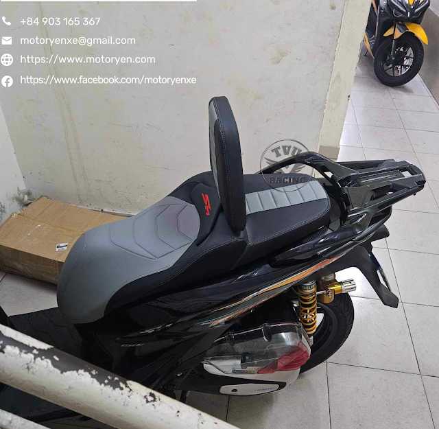 Yên xe tựa bật SH đen xám phối độc đáo - SH-TL03-GREY