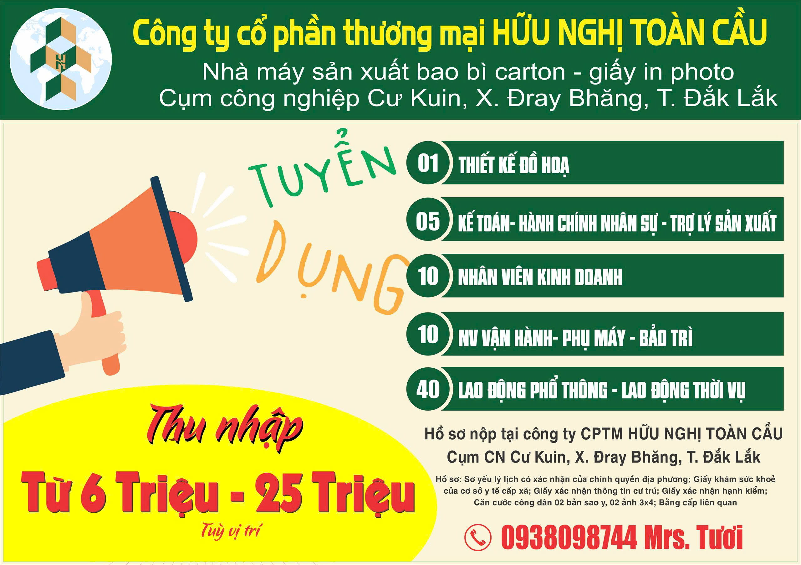 Tuyển dụng nhân sự tháng 03/2026