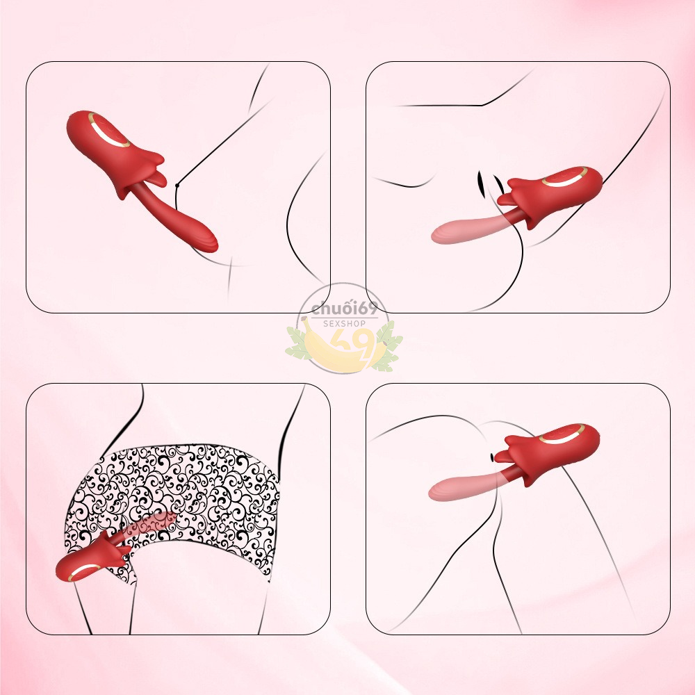 Đồ Người Lớn Rung Ngoáy Lưỡi Liếm 3 in 1 Sạc Điện Cầm Tay