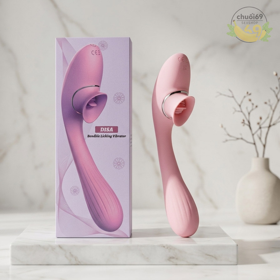 Lưỡi Liếm Kèm Chày Rung DISA 2 Đầu Đỉnh Cao Khoái Cảm