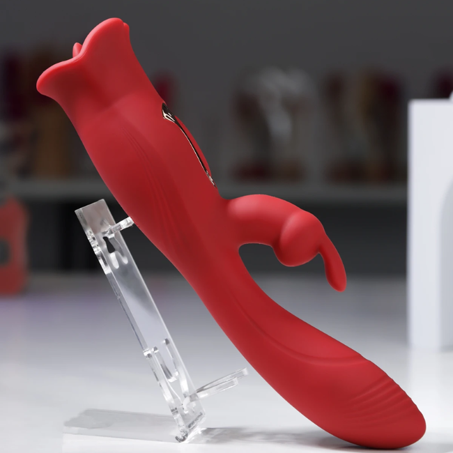 Sextoy hai đầu rung kích thích điểm G liếm âm vật