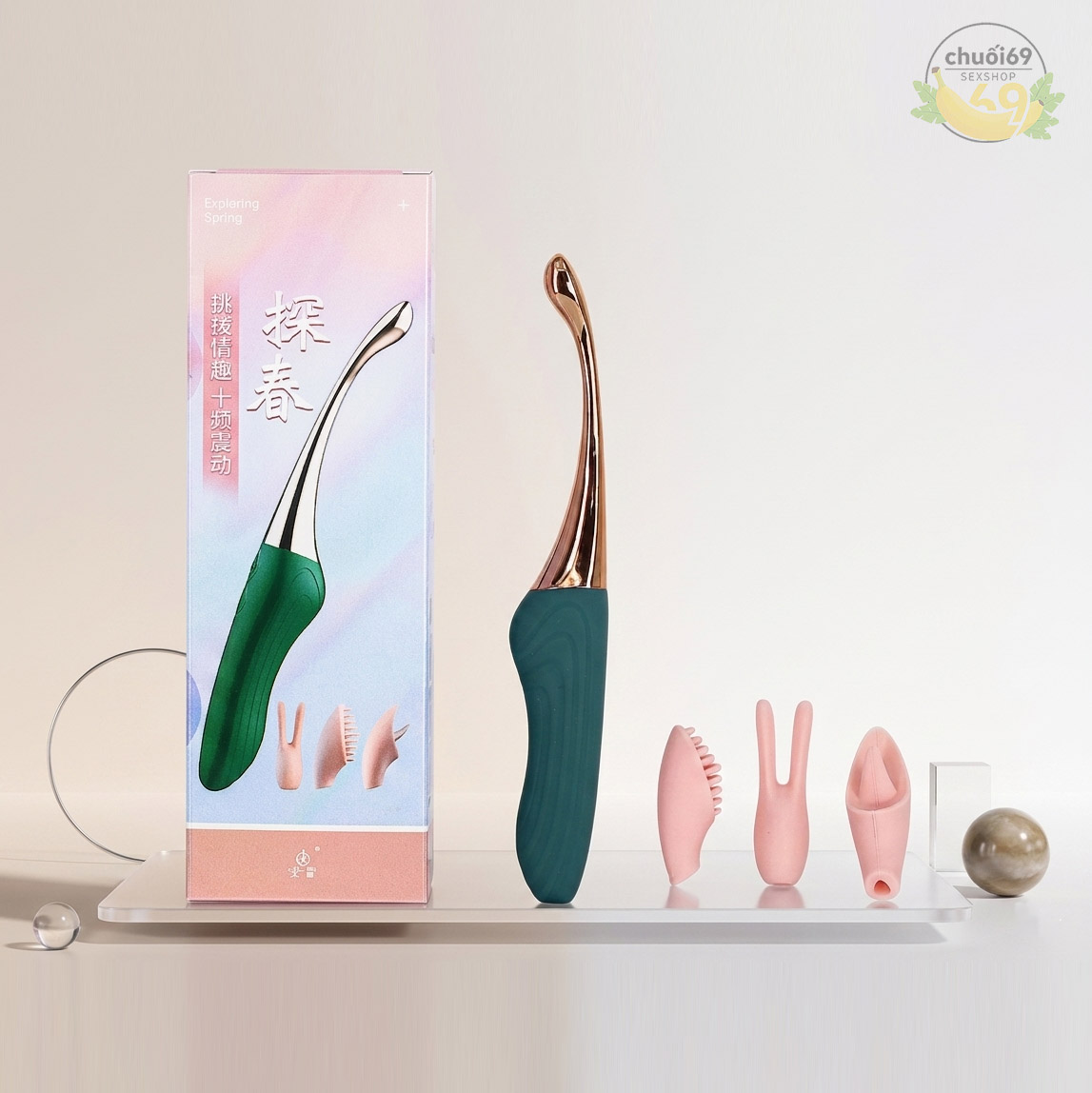 Máy Mát Xa Điểm G 3 Đầu Pin Sạc Nhỏ Gọn