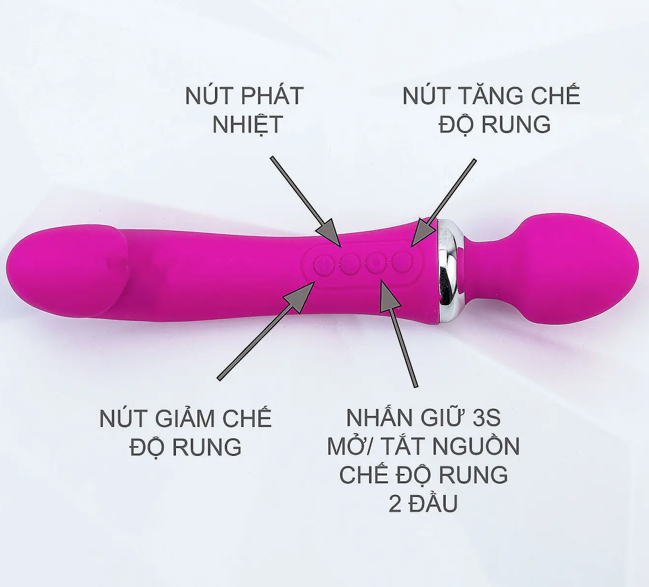 Máy massage điểm G rung 2 đầu Double End ấm nóng pin sạc