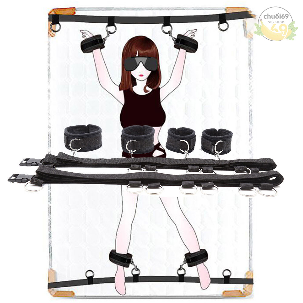 Bộ BDSM Trói Tay Chân Vào Giường Nệm Kích Thích