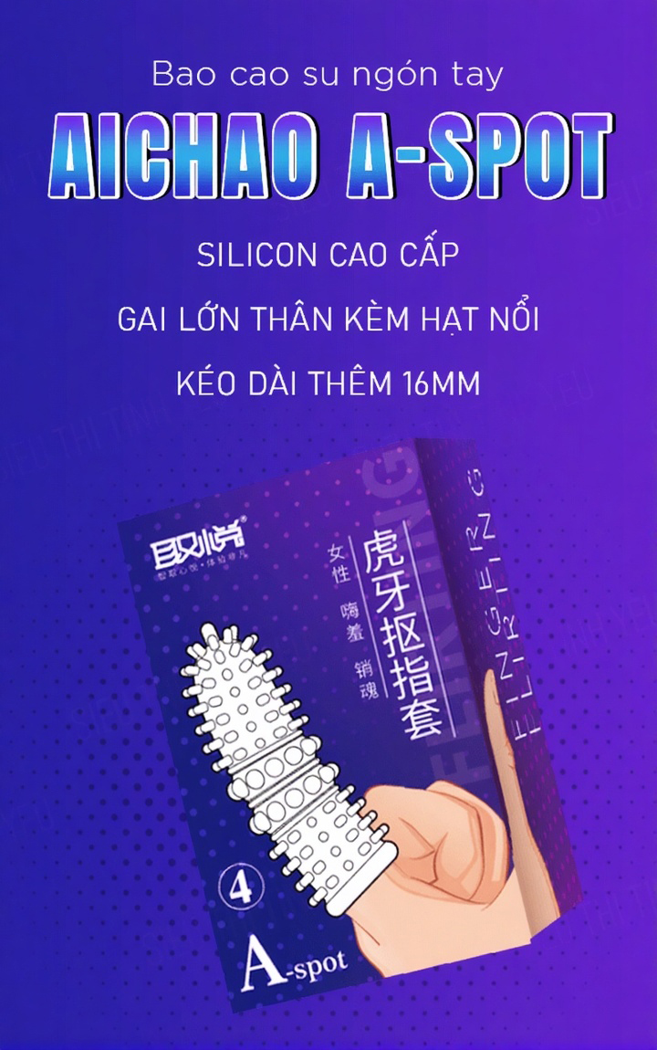 Bao Cao Su Ngón Tay Aichao A-Spot 4 Có Gai Lớn Toàn Thân Kèm Hạt Nổi