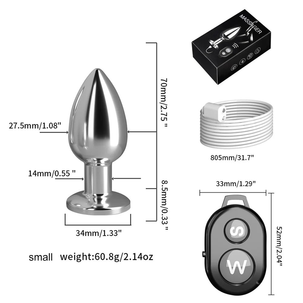 Anal Plug Kim Loại Rung Massage Điều Khiển Từ Xa (Hợp Kim Cao Cấp, Dạng Giọt Nước Nhỏ Gọn & Sạc USB)