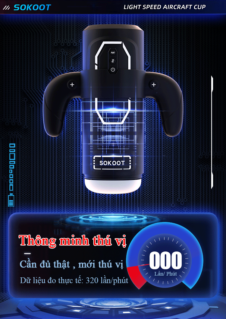 Cốc Thủ Dâm Tự Động Cao Cấp Đa Năng Sokoot (Rung Thụt Biến Tần, Tỏa Nhiệt Sưởi Ấm & Âm Thanh Rên)