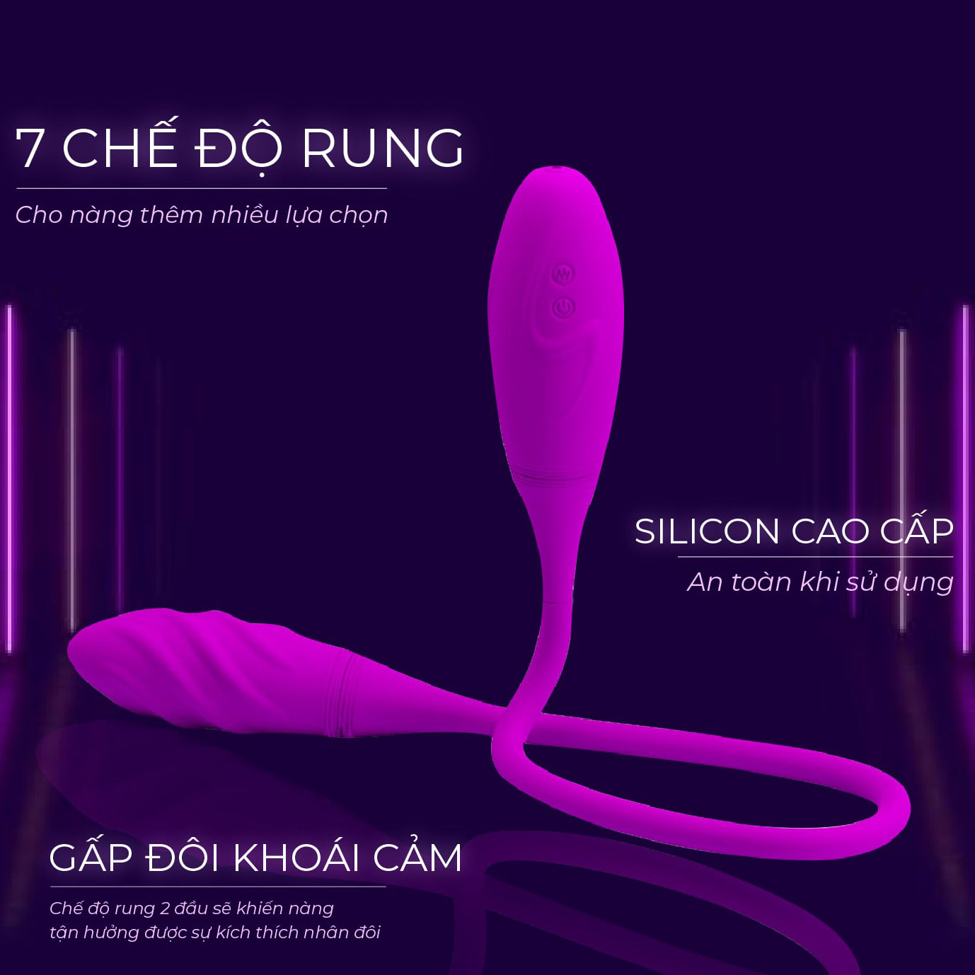 Trứng Rung Pretty Love Snaky Vibe 2 Đầu 7 Chế Độ Rung Dùng Sạc