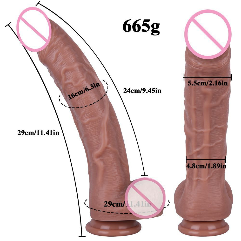 Dương Vật Giả Màu Nâu Da Size Khủng 29cm (Chất Liệu Siêu Chân Thật & Đế Hút Gắn Tường)