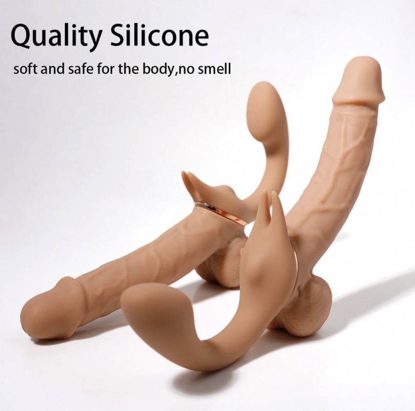 Dương Vật Silicon Cho Les - 2 Đầu Có Rung Thụt