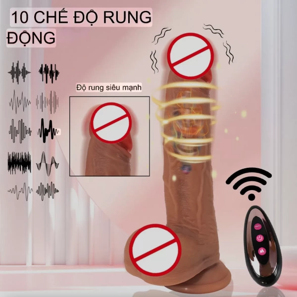 Dương Vật Giả Khủng 5.5cm Có Đế Rung Thụt Tỏa Nhiệt Điều Khiển