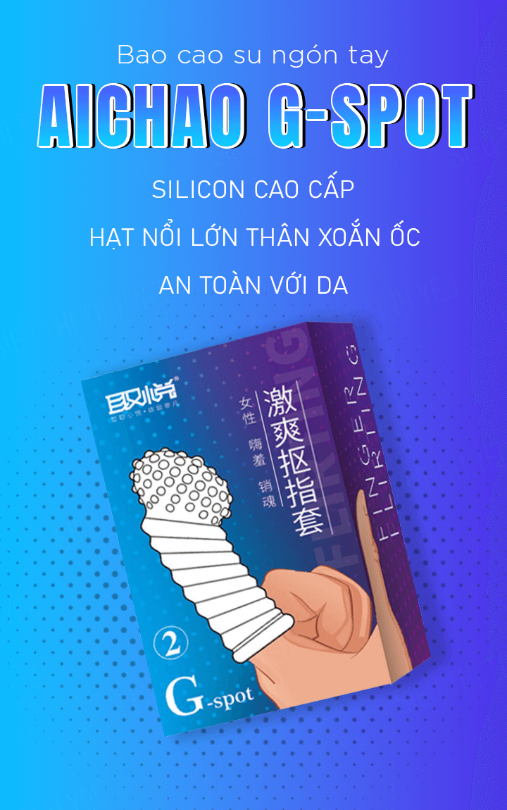 Bao Cao Su Ngón Tay Aichao G-Spot 2 Có Đầu Hạt Nổi Lớn Thân Xoắn Ốc
