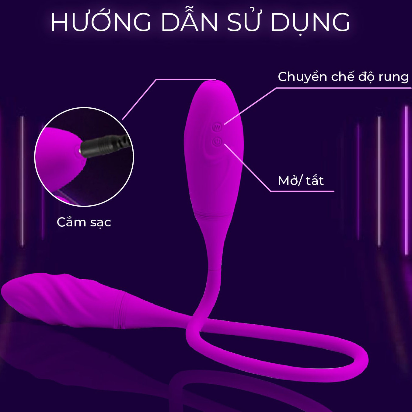 Trứng Rung Pretty Love Snaky Vibe 2 Đầu 7 Chế Độ Rung Dùng Sạc