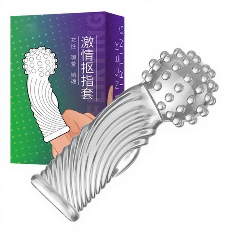 Bao Cao Su Ngón Tay Aichao G-Spot 3 Đầu Hạt Nổi Lớn Thân Có Ren Lồi Lõm