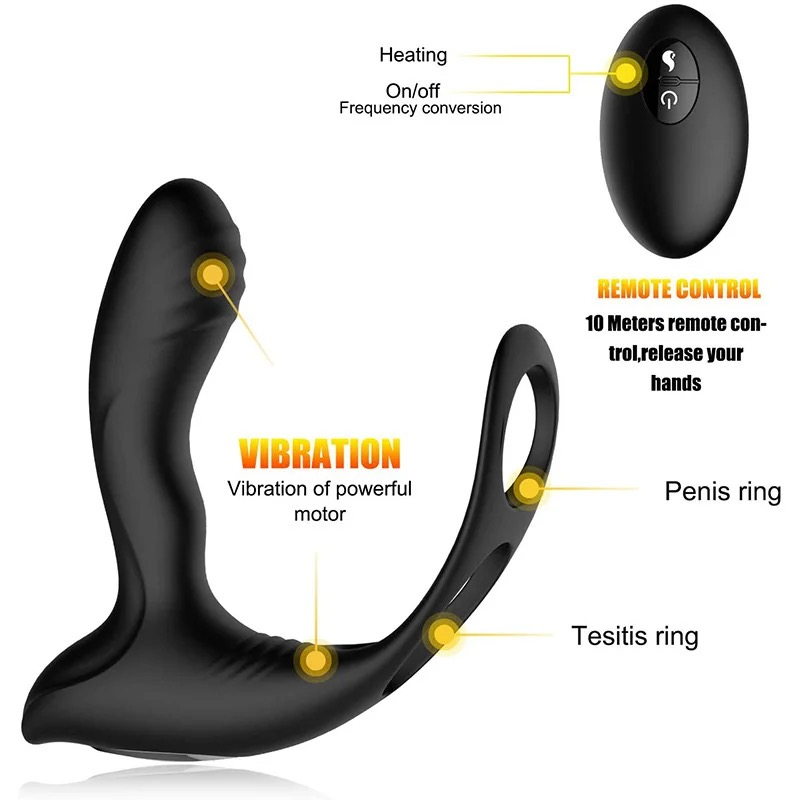 Máy Massage Tuyến Tiền Liệt Rung Phát Nhiệt Prostate Massager (10 Chế Độ Rung, Sưởi Ấm 108°F & Điều Khiển Từ Xa 15m)