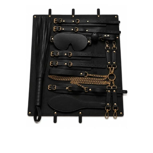 Bộ Bạo Dâm BDSM 8 Món Kèm Túi Da Luxury Màu Đen & Đỏ (Chất Liệu Da PU Cao Cấp, Phụ Kiện Kim Loại Chống Gỉ)