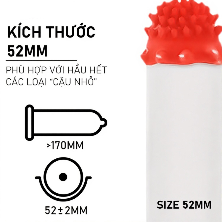 Bao cao su Beilile Pleasure More Rồng Đỏ đầu gai hạt lớn Hộp 2 cái + Tặng 1 cái khác loại