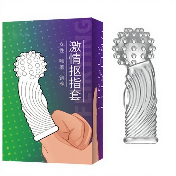 Bao Cao Su Ngón Tay Aichao G-Spot 3 Đầu Hạt Nổi Lớn Thân Có Ren Lồi Lõm