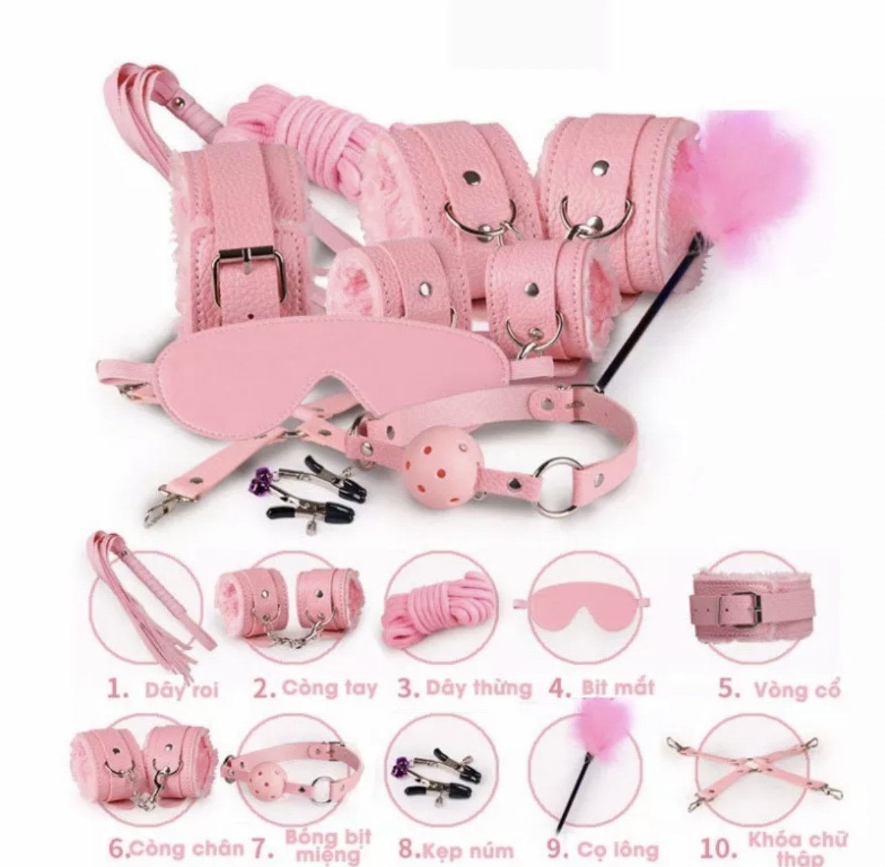 Set BDSM Hồng 10 Món