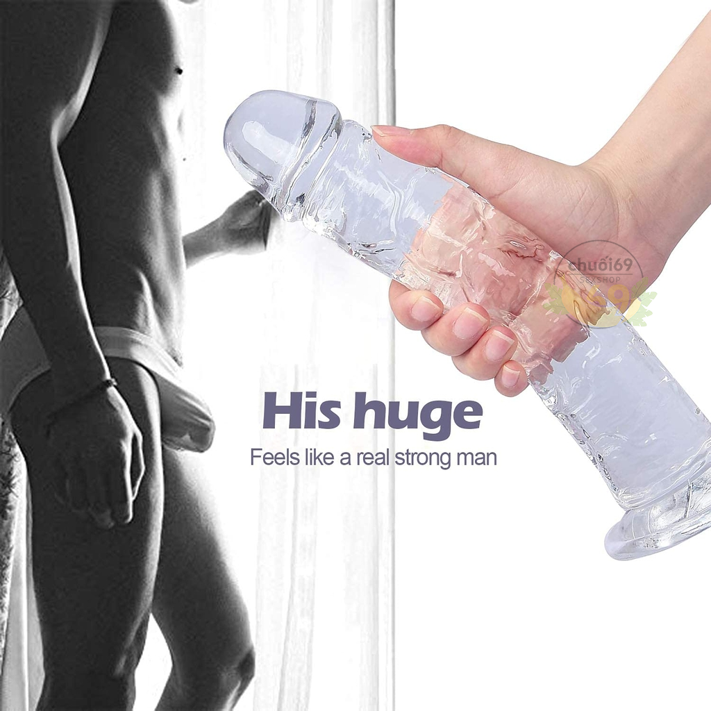 Dương Vật Giả Trong Suốt Jiuxi Size Khủng 32cm (Chất Liệu Dẻo Dai & Đế Hút Chân Không)