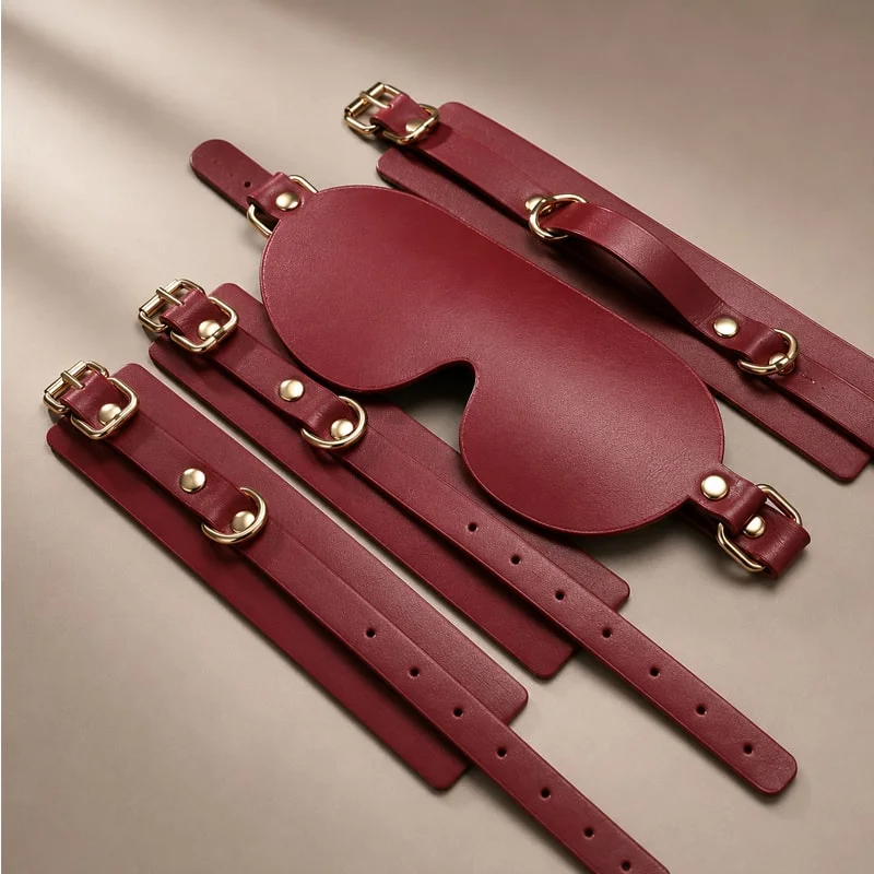 Bộ Bạo Dâm BDSM 8 Món Kèm Túi Da Luxury Màu Đen & Đỏ (Chất Liệu Da PU Cao Cấp, Phụ Kiện Kim Loại Chống Gỉ)