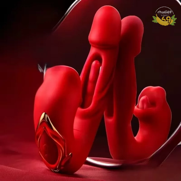 Dương vật giả rung-đá lưỡi-miệng liếm mút A RED LIP