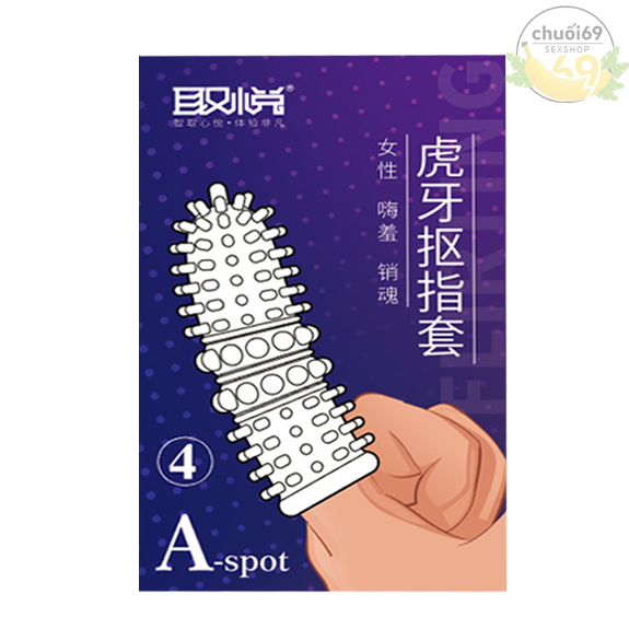 Bao Cao Su Ngón Tay Aichao A-Spot 4 Có Gai Lớn Toàn Thân Kèm Hạt Nổi