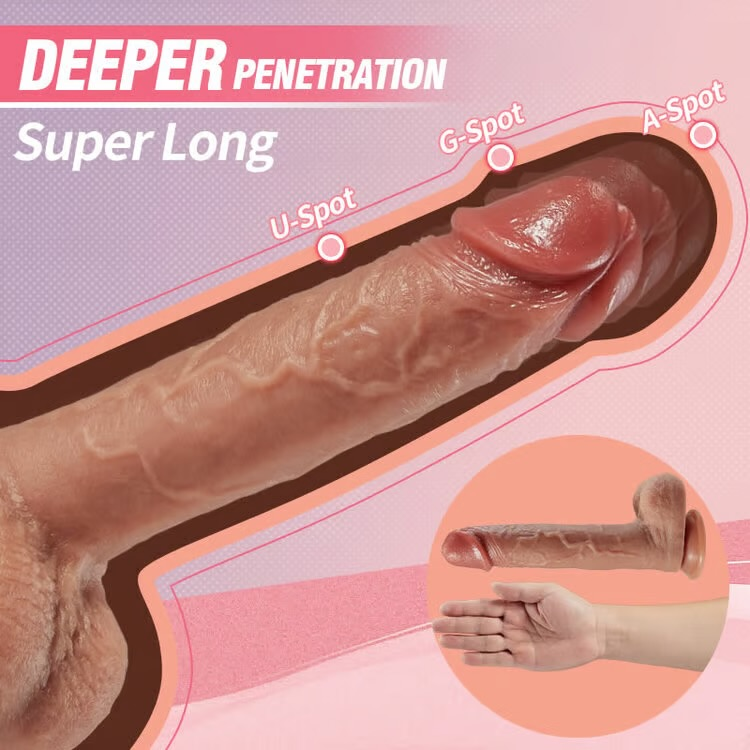Dương Vật Giả Điều Khiển Từ Xa Sưởi Ấm 18cm (10 Chế Độ Rung & Hệ Thống Trượt Massage)