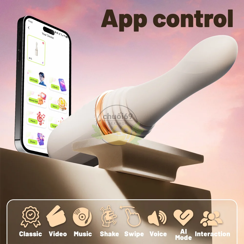 Máy Đẩy Dildo Cao Cấp Confidant - Điều Khiển Qua App, Rung & Thụt 4 trong 1