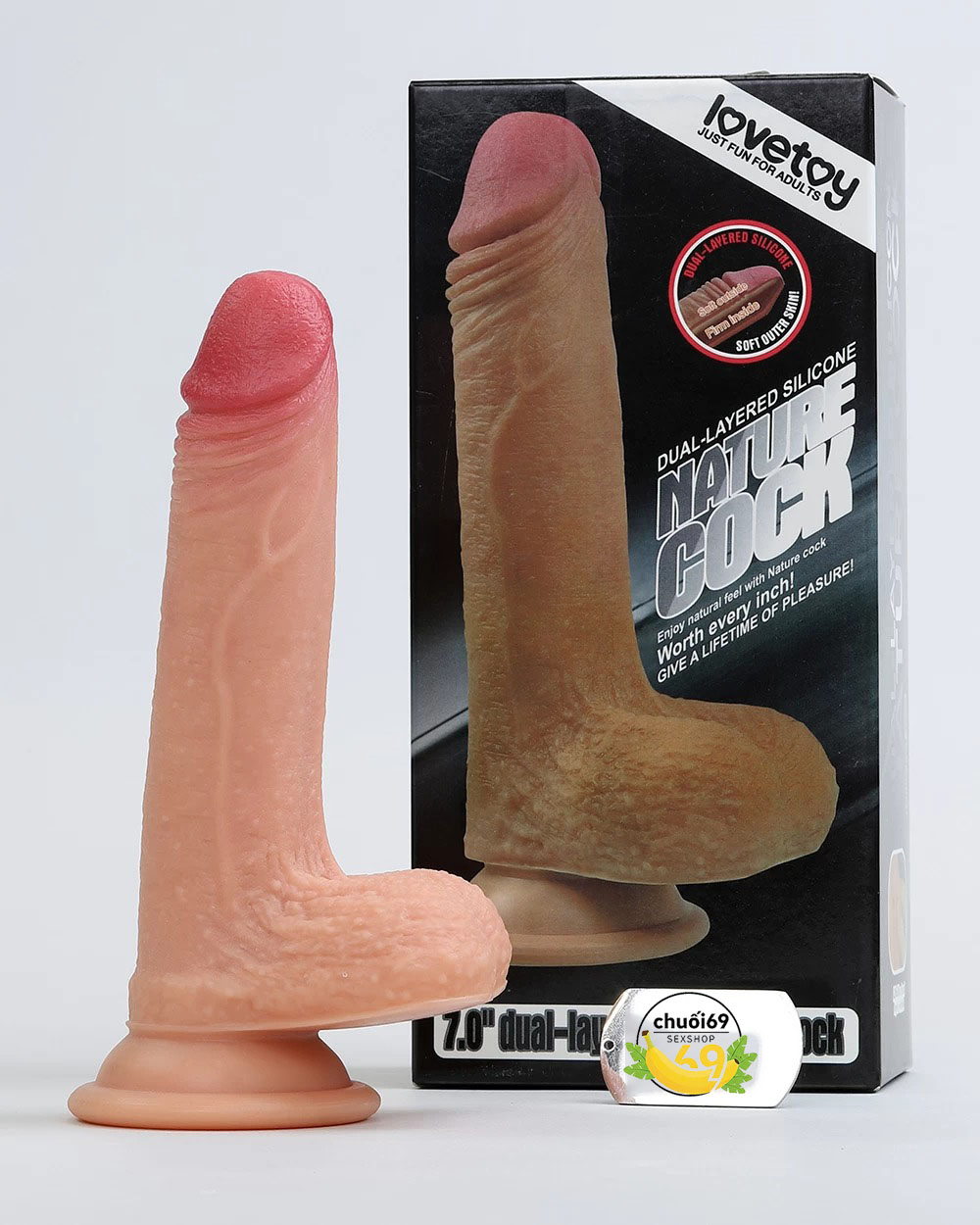 Lovetoy Natural Cock Silicon Cao Cấp Mềm Mịn Hít Tường
