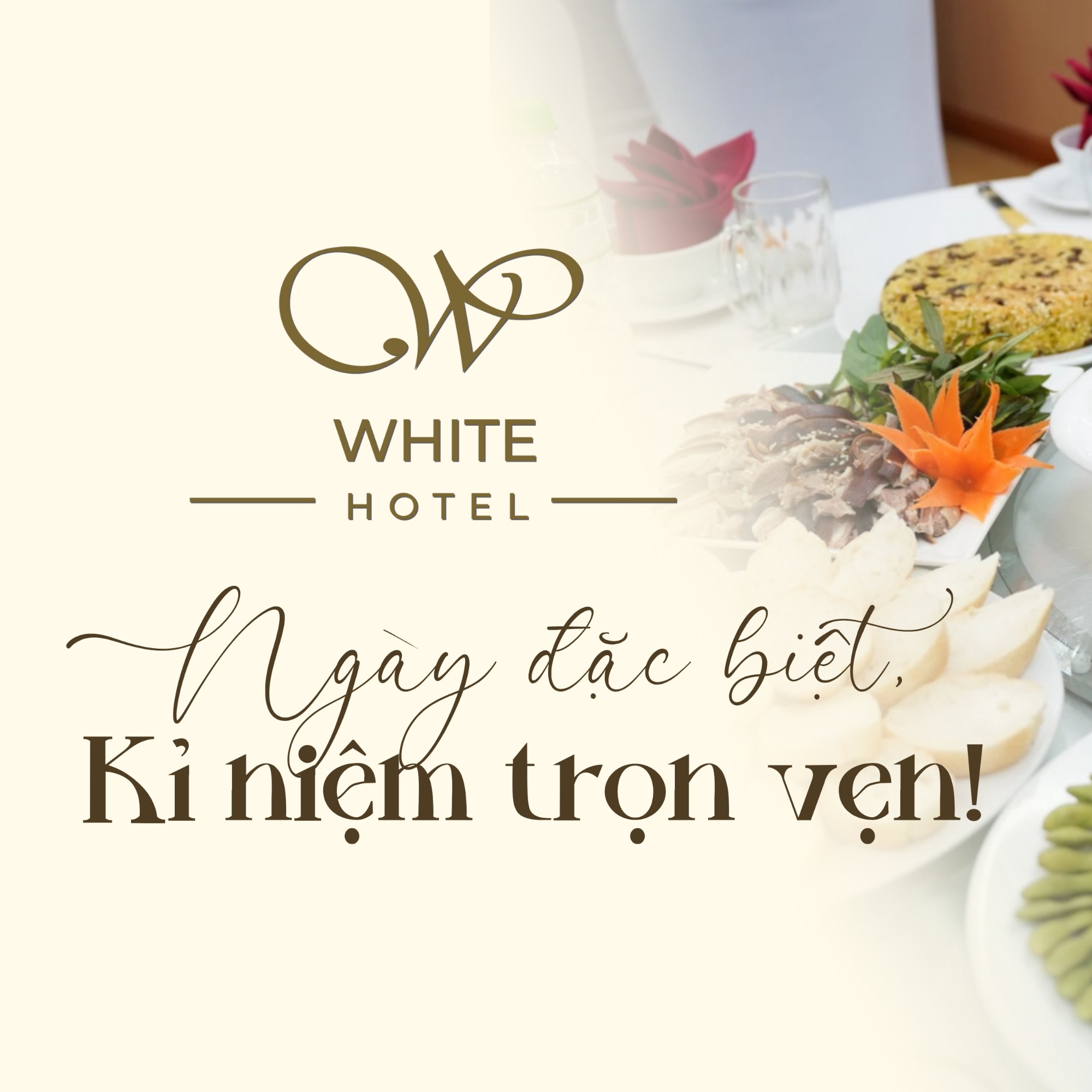 không gian tiệc kỉ niệm ở White Hotel Hà Tĩnh