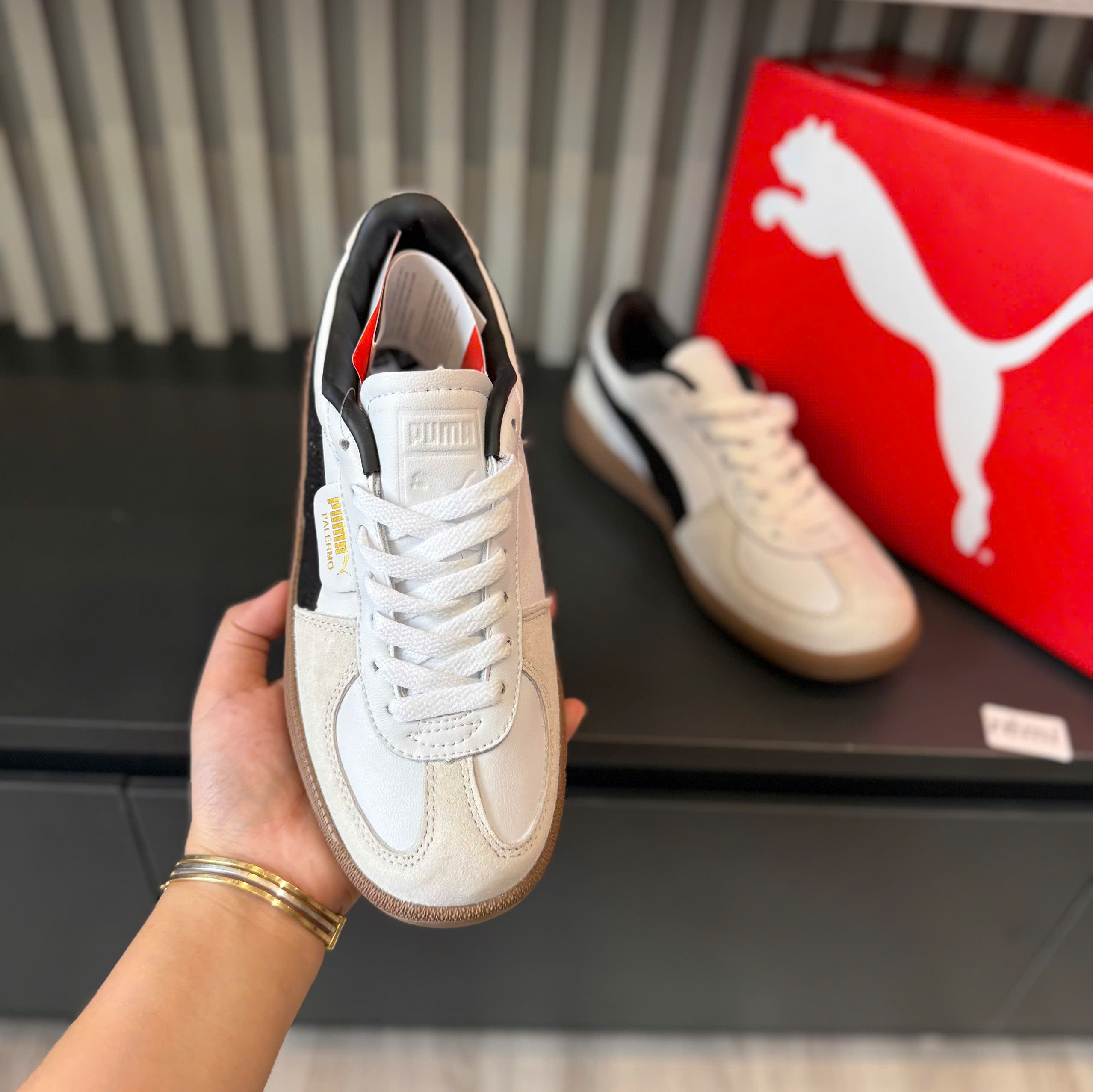 puma palermo trắng đen