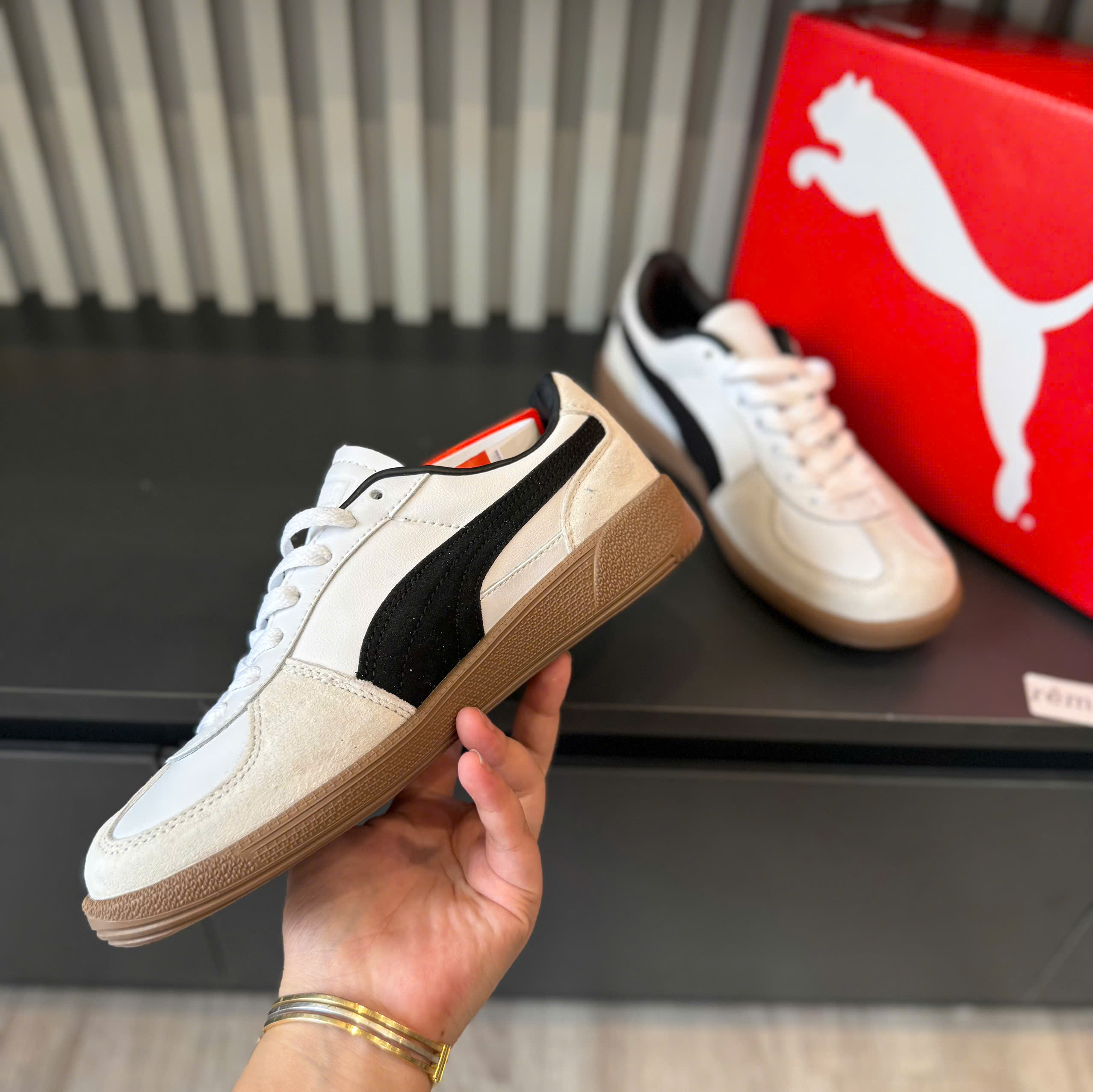 puma palermo trắng đen
