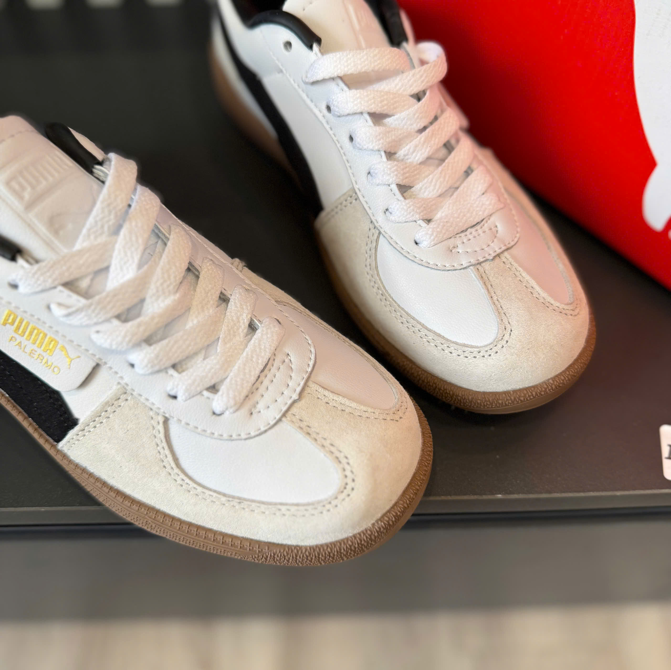 puma palermo trắng đen