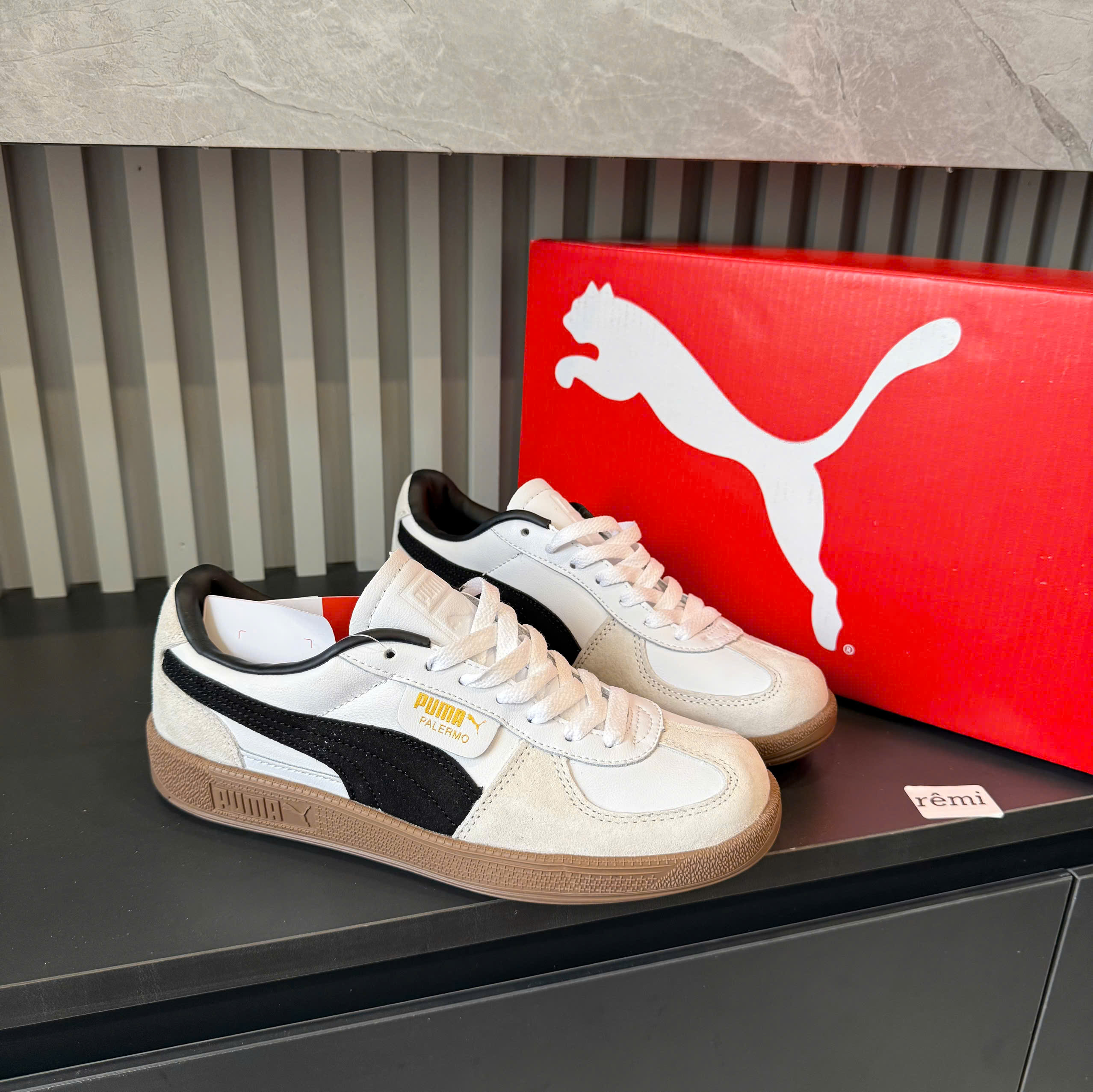 puma palermo trắng đen