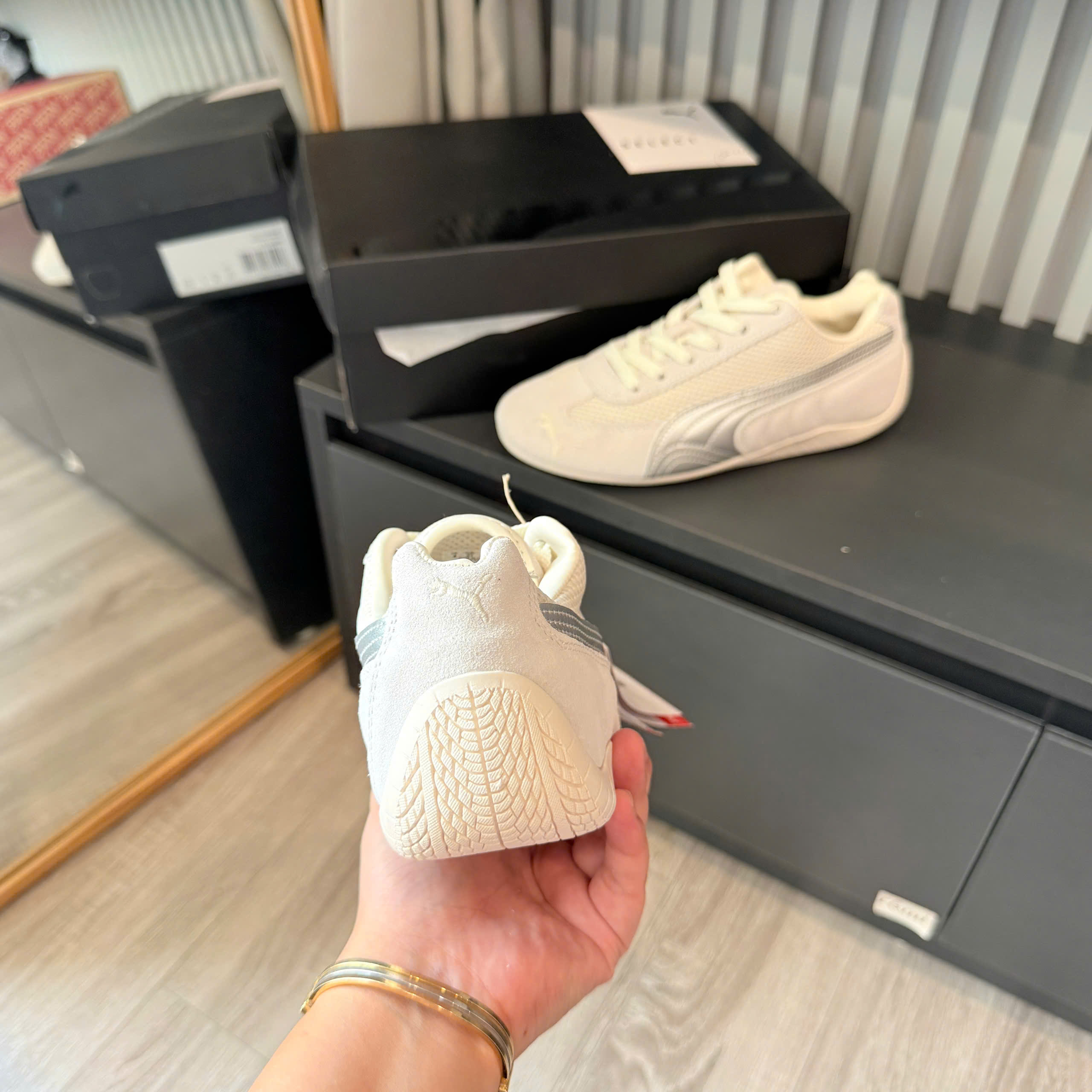 puma speedcat xám kem