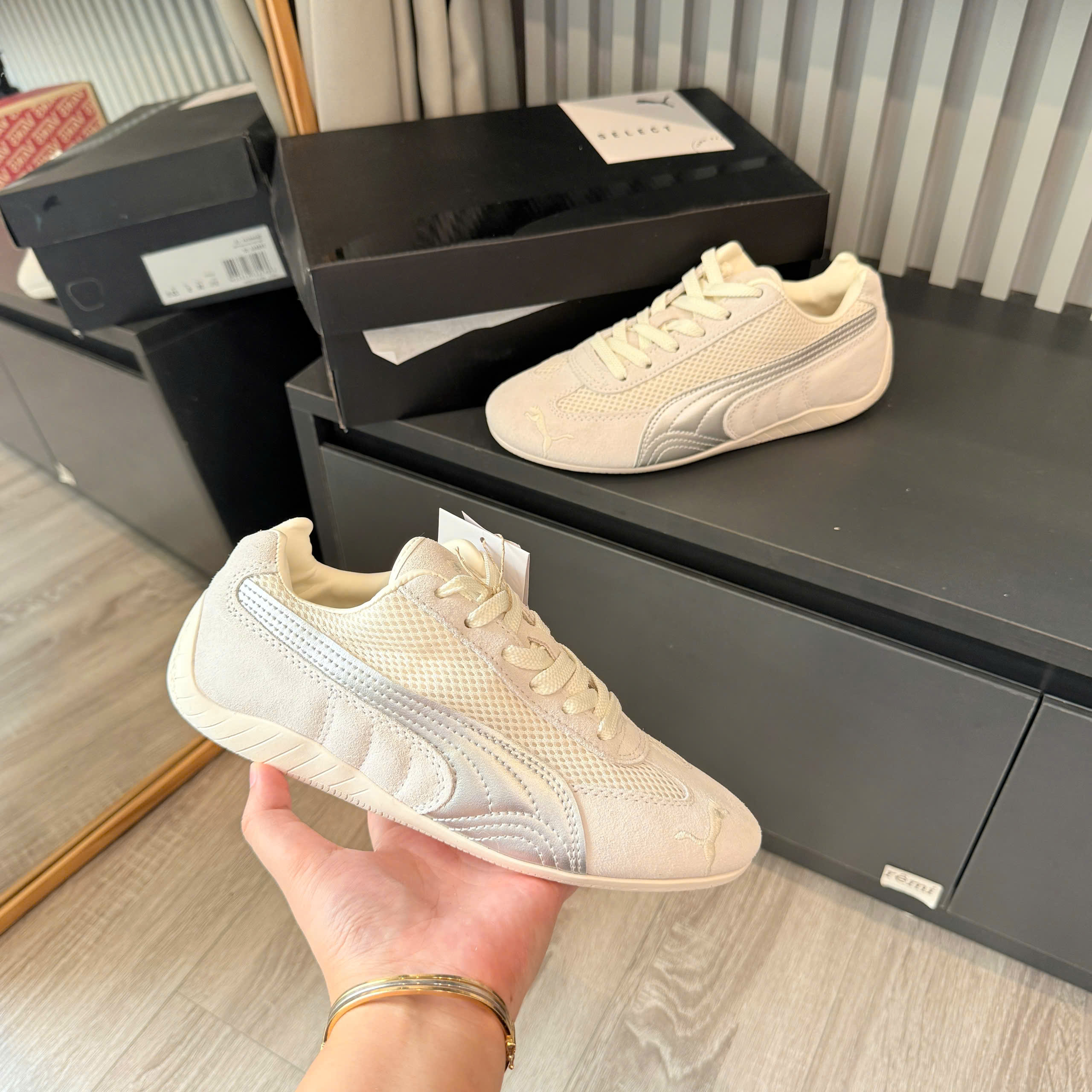 puma speedcat xám kem