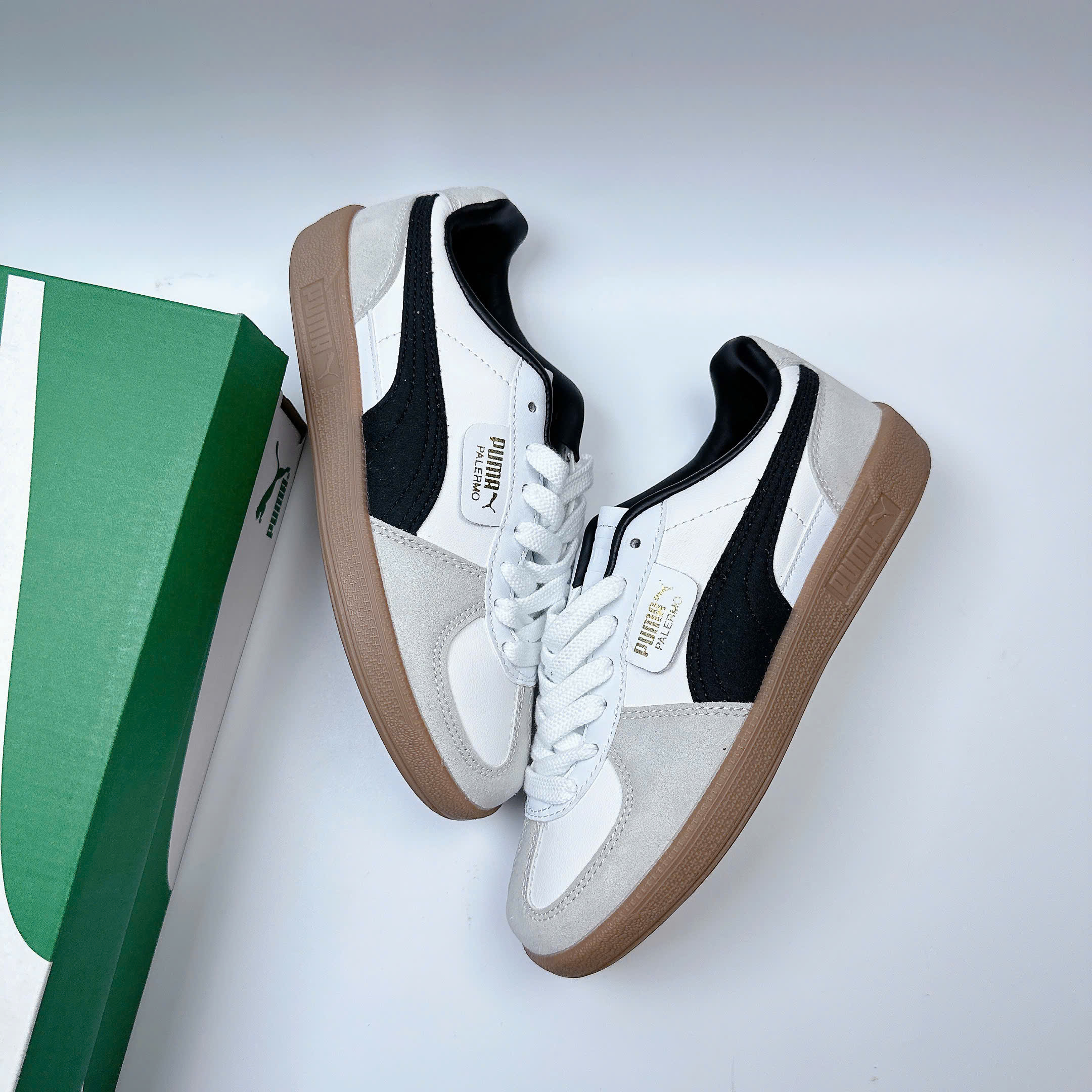 puma palermo trắng đen