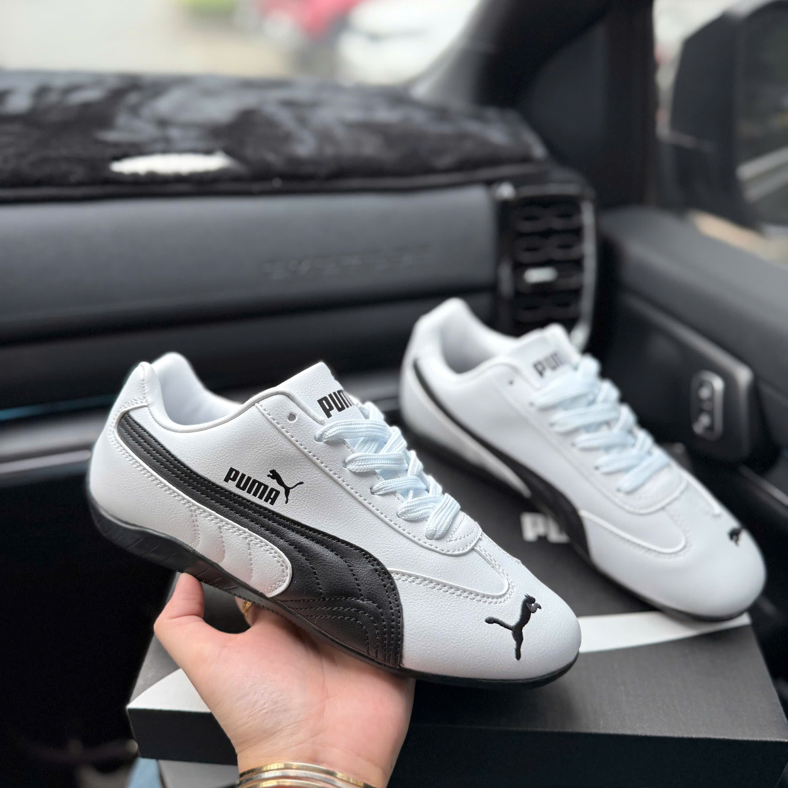puma speedcat trắng đen