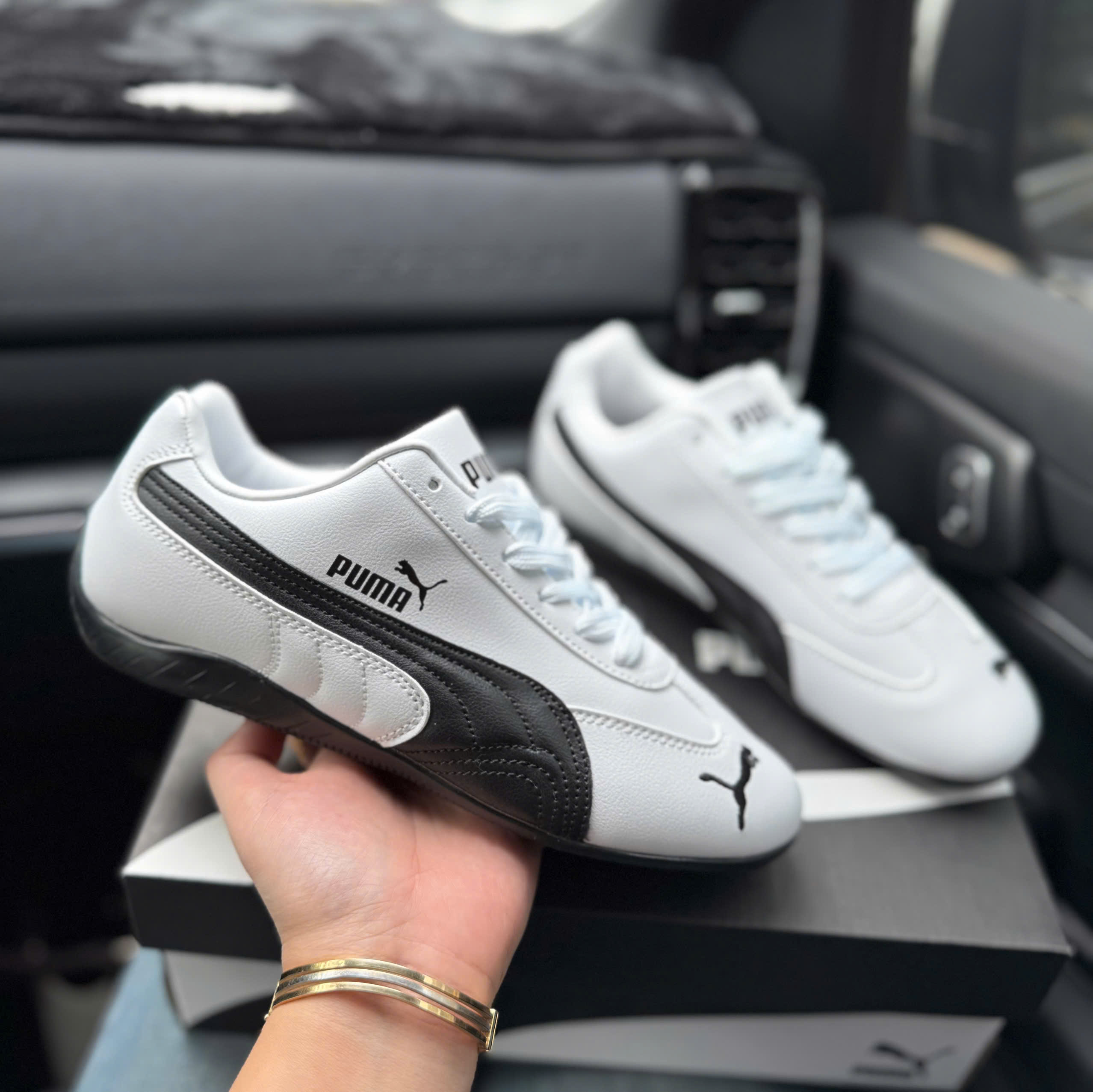 puma speedcat trắng đen