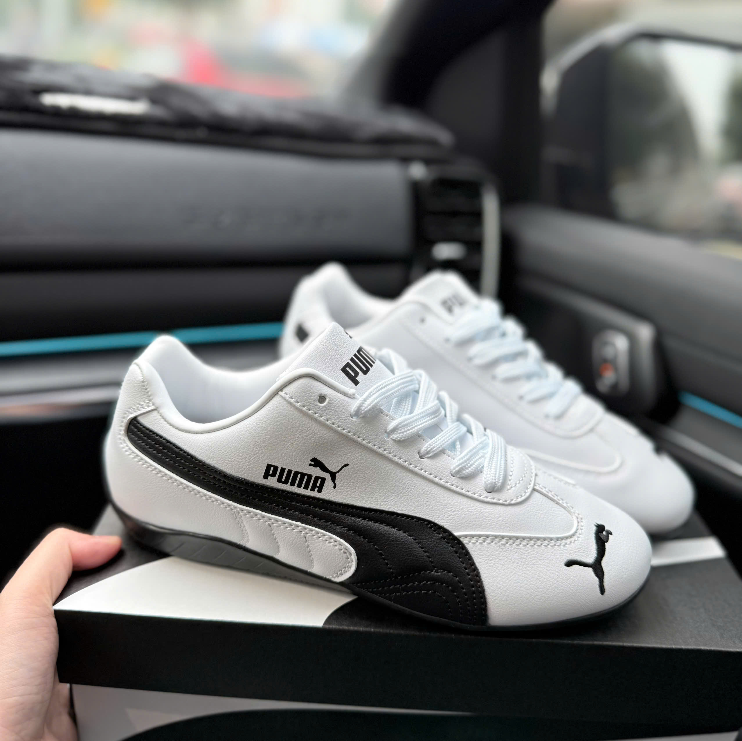 puma speedcat trắng đen