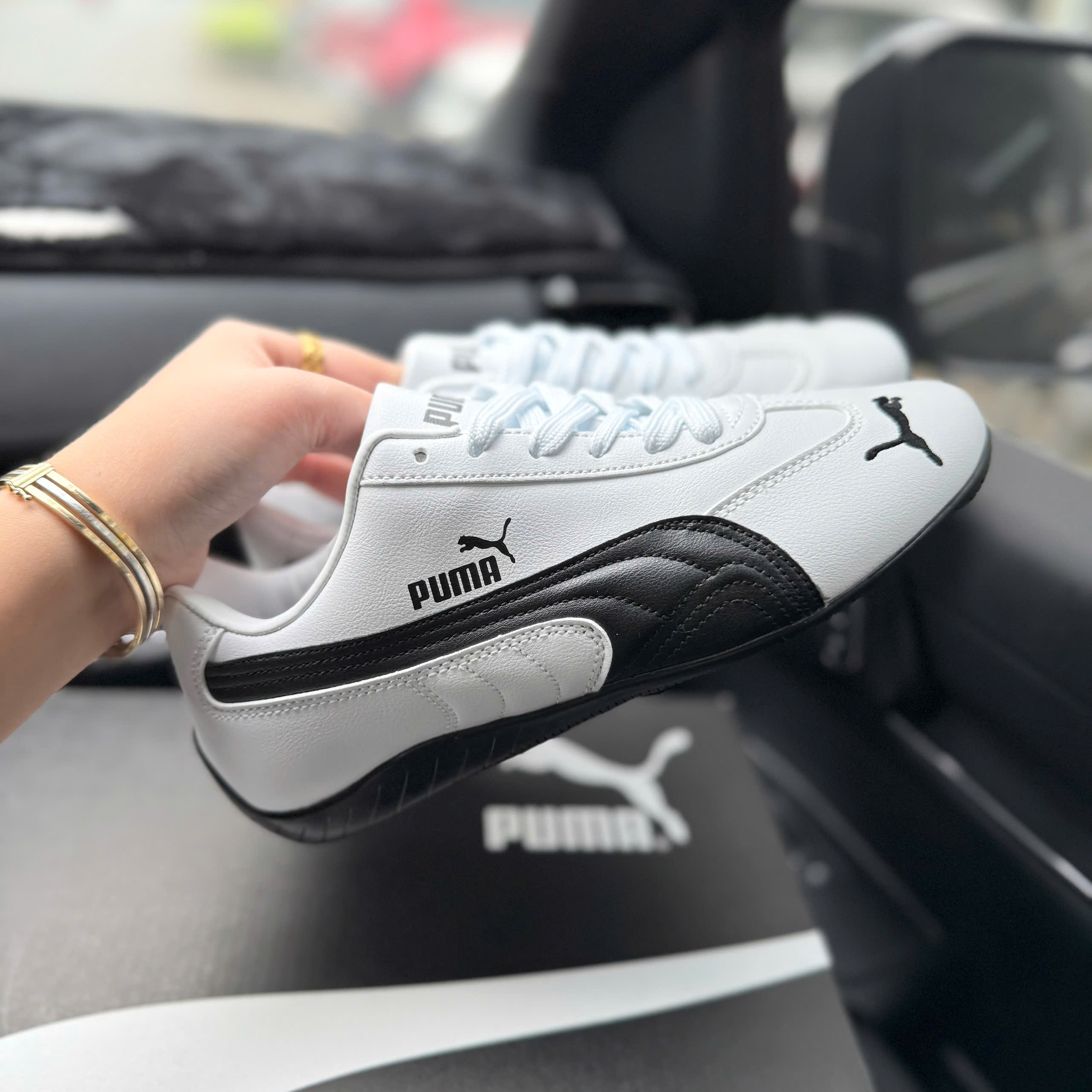 puma speedcat trắng đen